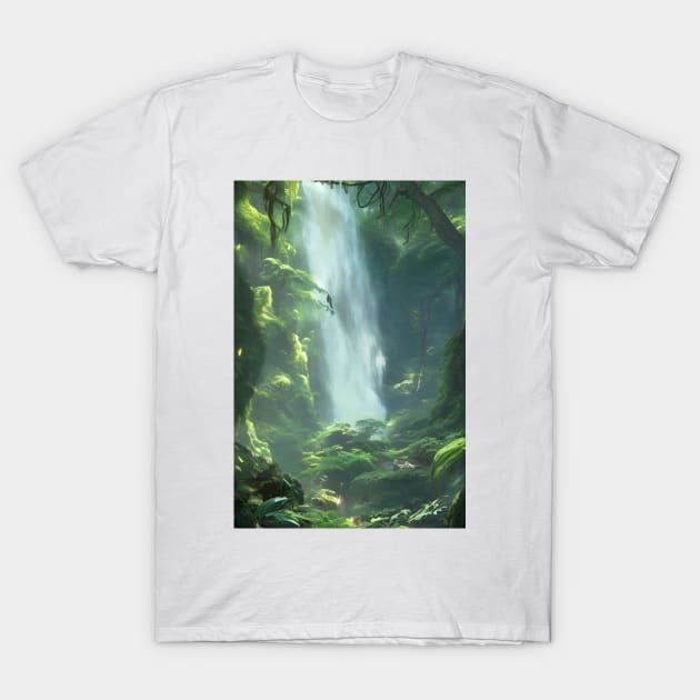 Crystal Clear Waterfalls in a Forest T-Shirt by Trendy-Now